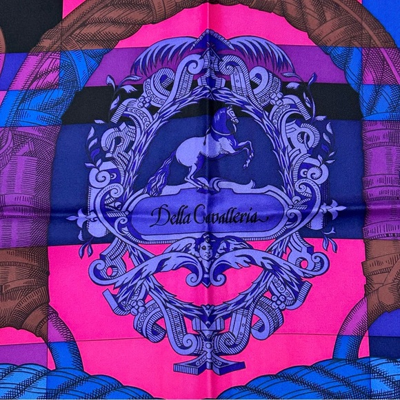 Hermès “Della Cavalleria” Silk Scarf – Blue, Purple & Pink - Picture 3 of 4